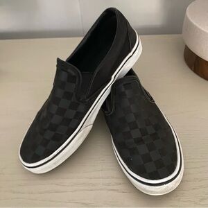 Vans Black Classic Slip-On Checkerboard Shoe Men 6.5 Women 8